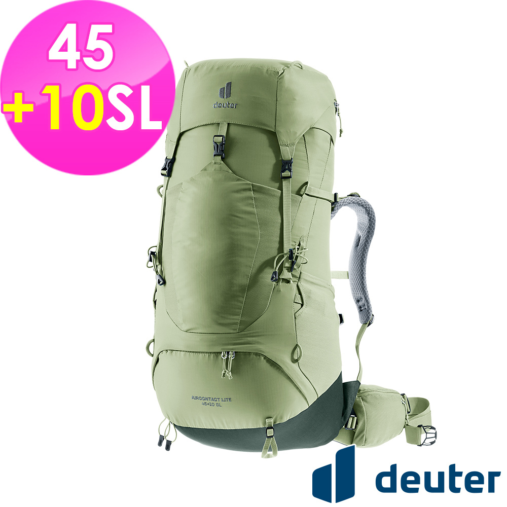 【deuter 德國】AIRCONTACT LITE拔熱式透氣背包/登山背包45+10SL(3340223綠/女性窄肩款)