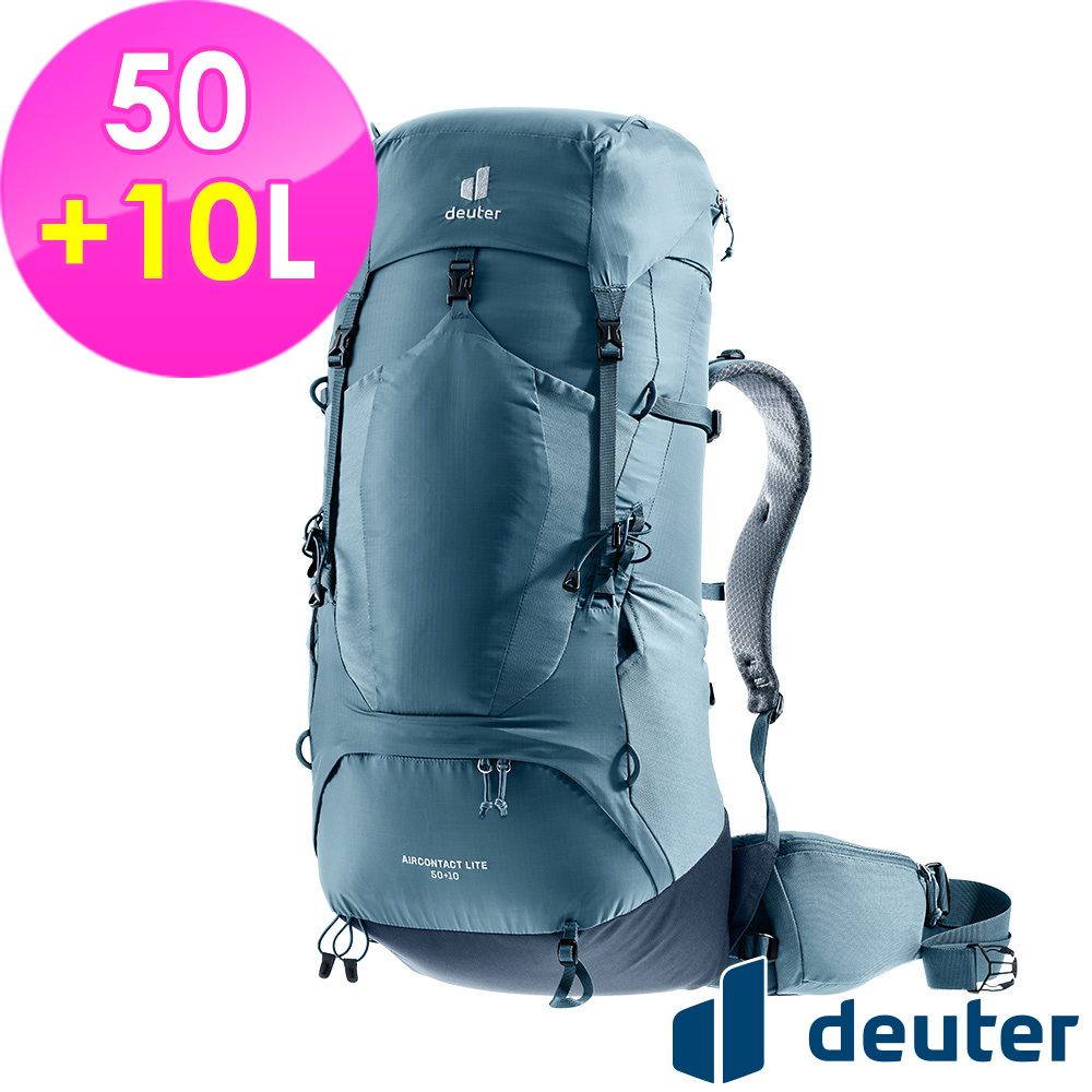 【deuter 德國】AIRCONTACT LITE拔熱式透氣背包/登山背包50+10L(3340323霧藍/正常版型)
