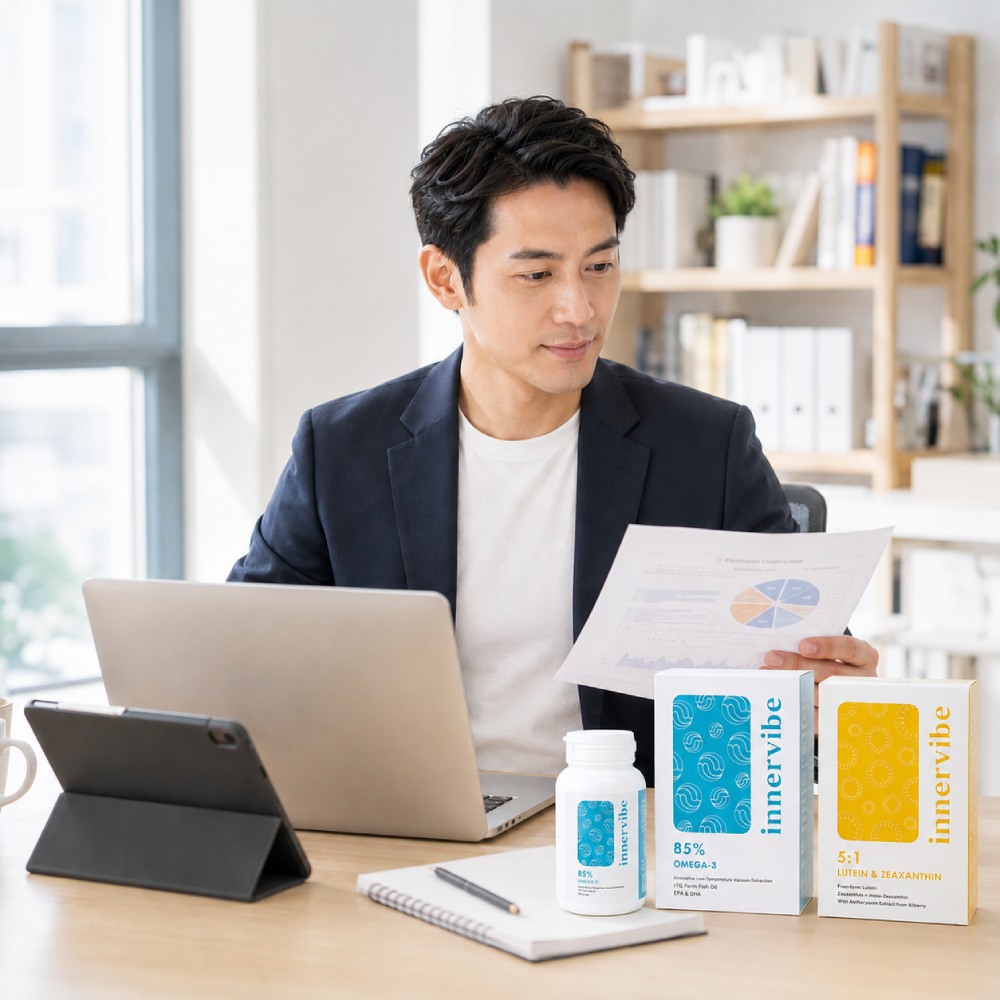 【專注守護組】innervibe裡好 游離型金盞花葉黃素膠囊  rTG型頂級高濃度魚油軟膠囊