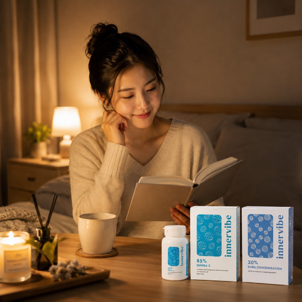 【鬆弛好眠組】innervibe裡好 麩胺酸發酵物(含GABA)芝麻素舒眠膠囊  rTG型頂級高濃度魚油軟膠囊
