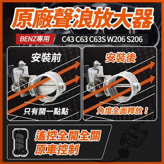 原廠排氣閥門聲浪放大器 賓士 C43 C63 C63S W206 S206 閥門全開 禾笙影音館