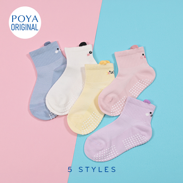 POYA COZY 動物耳止滑1/2童襪-13-18cm-多款任選