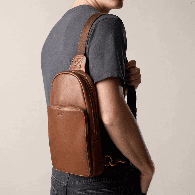 【FOSSIL】限時9折↘Finn 真皮質感單肩包-咖啡色 MBG9646212