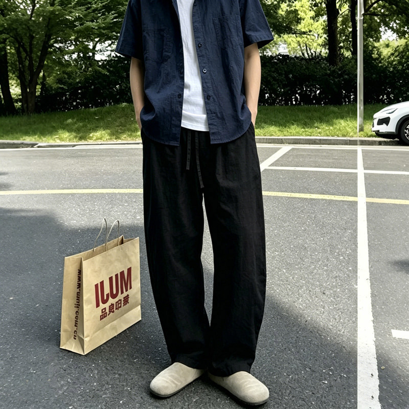 潮流寬鬆棉麻涼感彎刀褲 棉麻褲 涼感褲 休閒長褲 寬鬆彎刀褲 城市寬鬆 大尺碼【NZK8896】