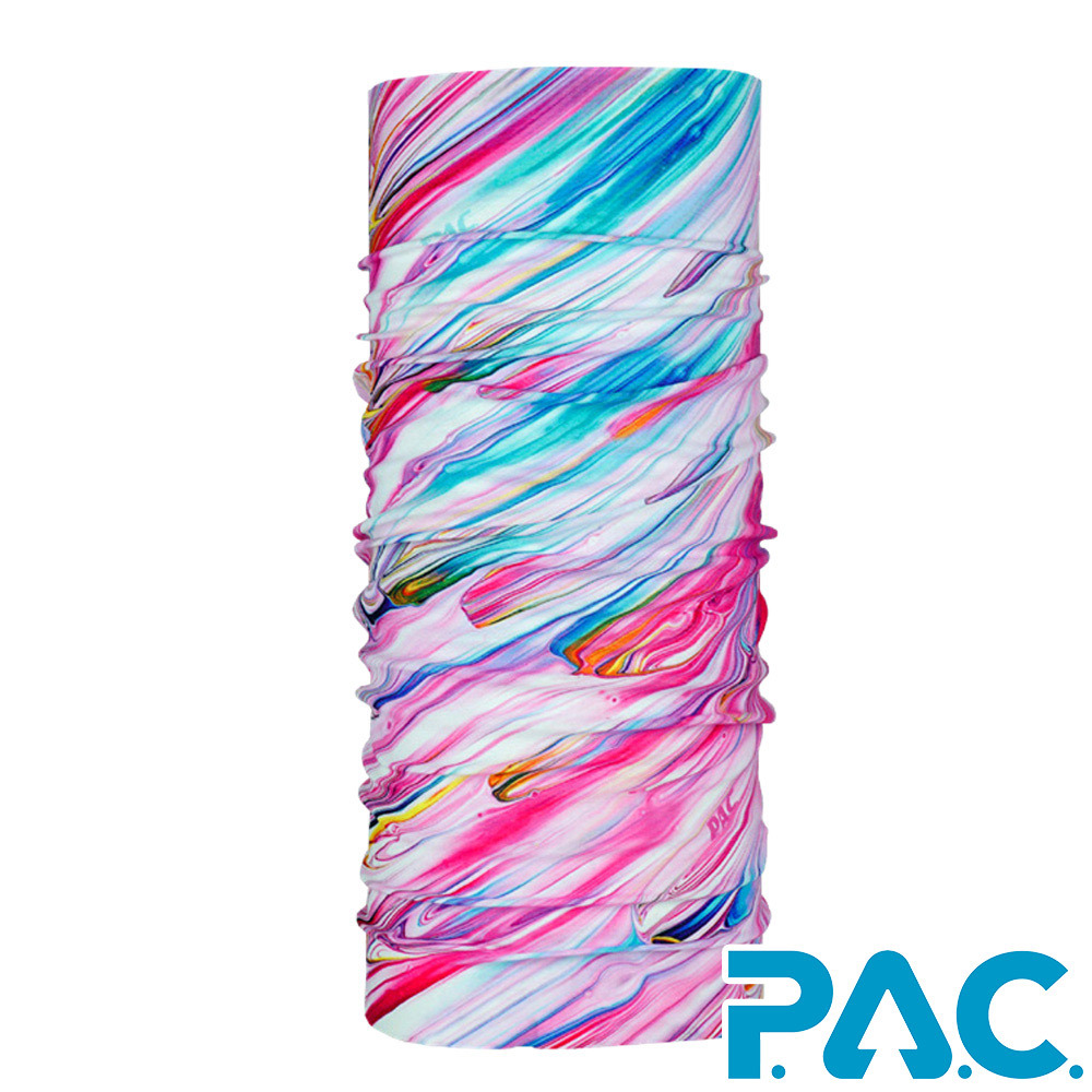 【PAC 德國】透氣排汗經典頭巾(PAC8810380粉彩波紋/透氣/抗臭/快乾/抗UV/無縫頭巾)