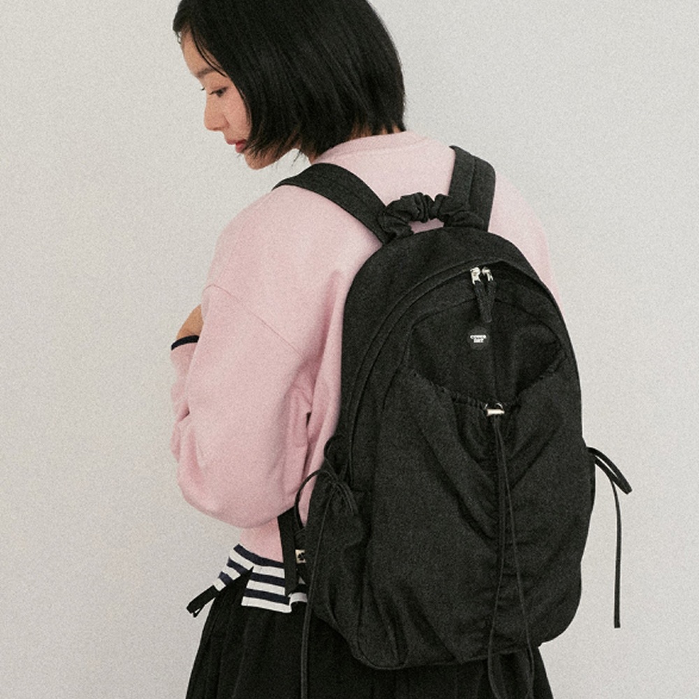 Clover Heart抓皺後背包 靛藍