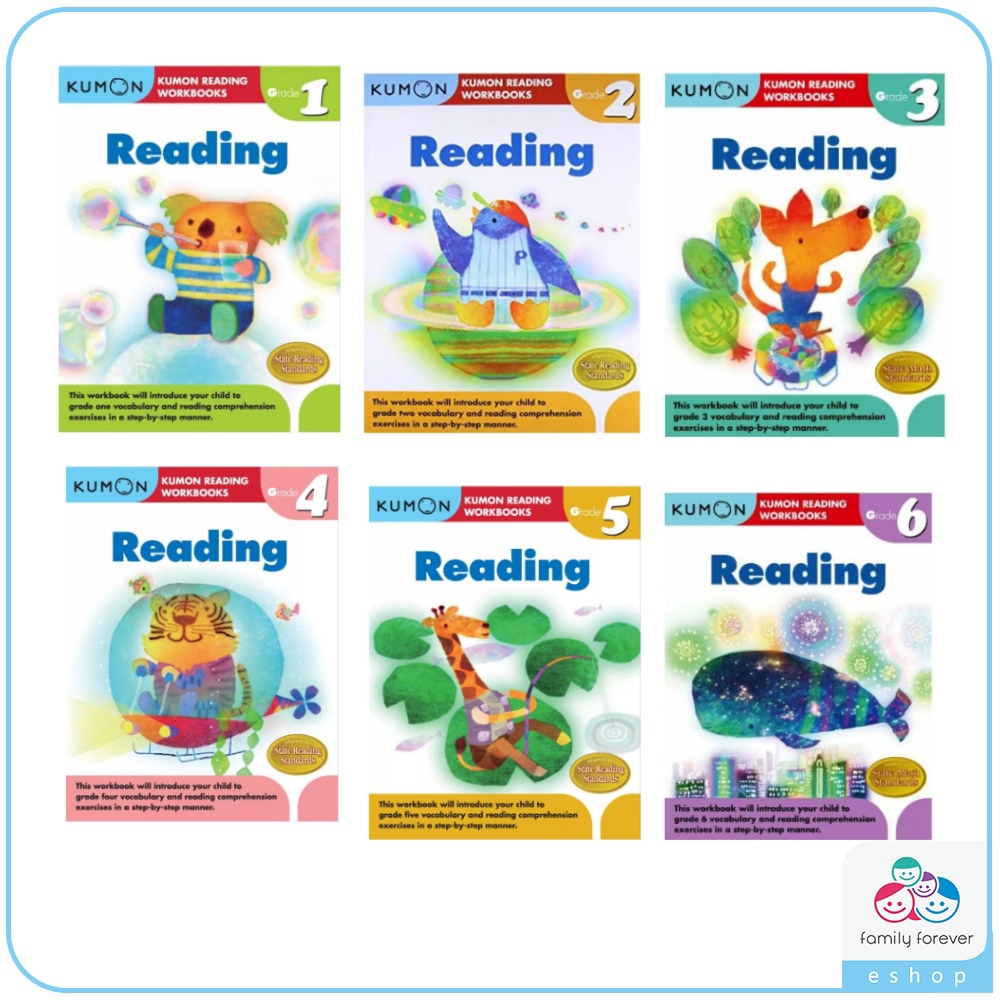 KUMON Grade 1~6 Reading  1~6年級英文閱讀練習本(共6冊)