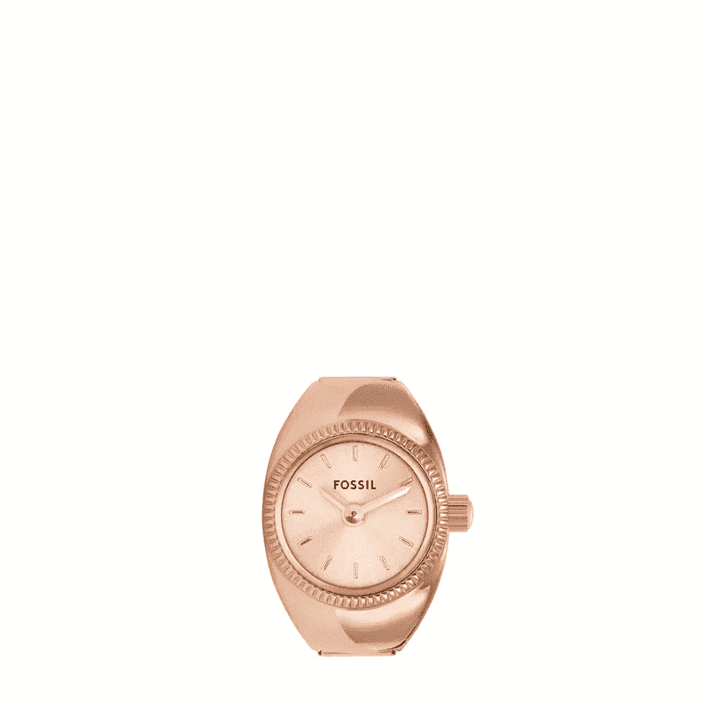 【FOSSIL】限時9折↘Watch Ring 手錶戒指 玫瑰金色不鏽鋼鍊帶 15MM ES5247