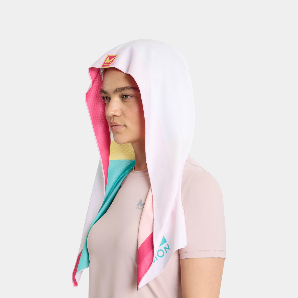【Mission】美國雙面水冷瞬涼連帽運動巾 - R-Hoodie 冰莓白