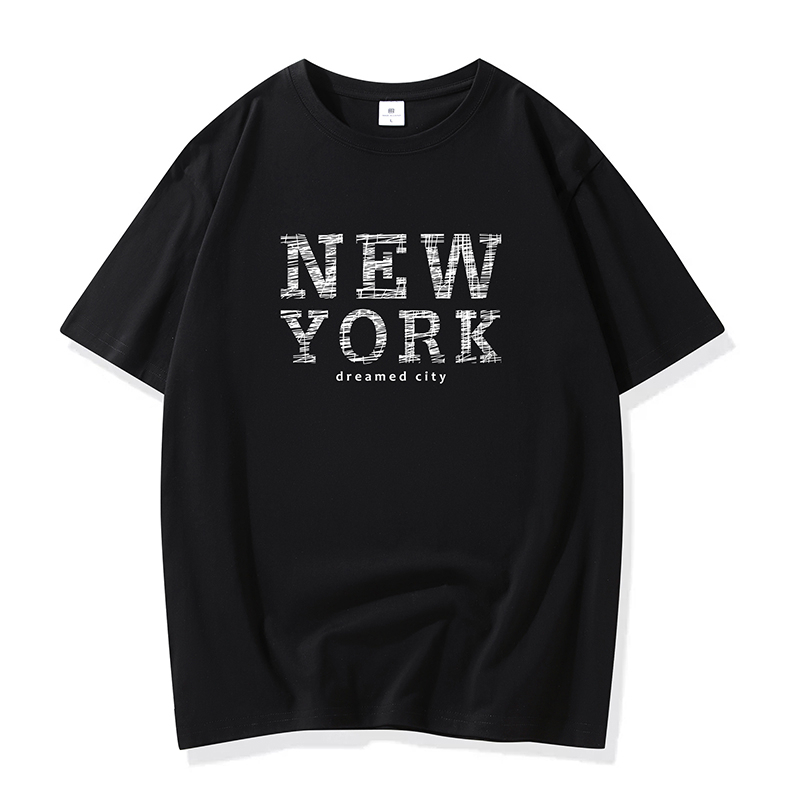 潮流美式NEW YORK圖樣圓領修身短袖T恤 潮流上衣 男生上衣 大尺碼 短T【NZJN2318】