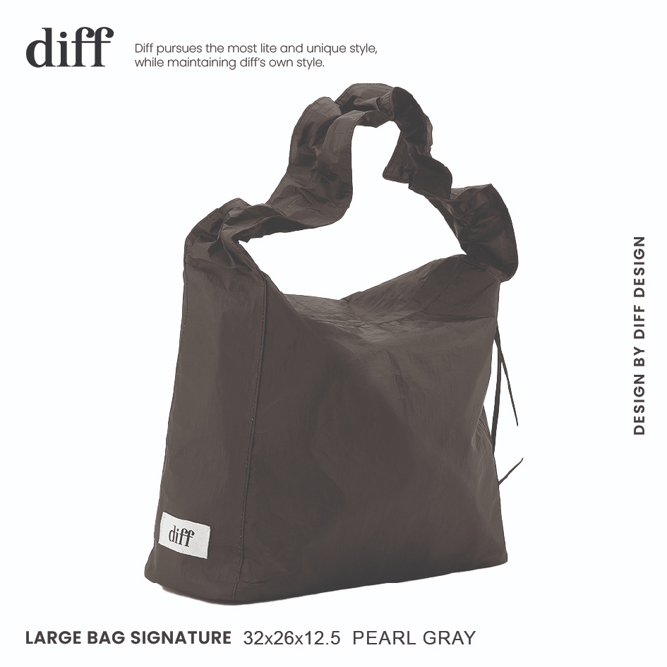 【韓國 diff】1件9折/2件79折★Large Bag Signature 流浪包 經典大款 肩背包 托特包 pearlgray-珍珠灰