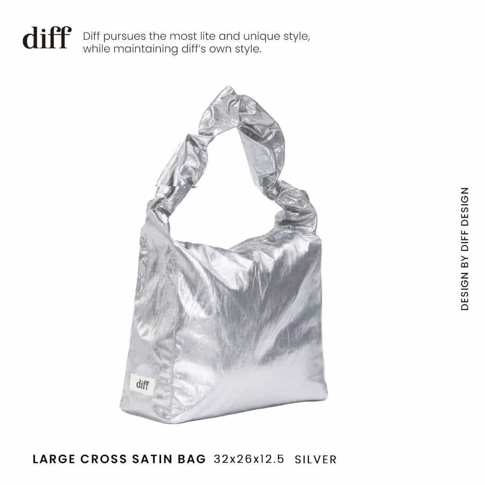 【韓國 diff】1件9折/2件79折★Large Cross Satin Bag 啞光緞面斜背包 肩背包 托特包-銀色