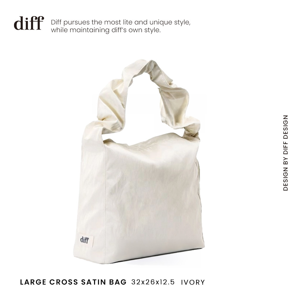 【韓國 diff】1件9折/2件79折★Large Cross Satin Bag 啞光緞面斜背包 肩背包 托特包-象牙白