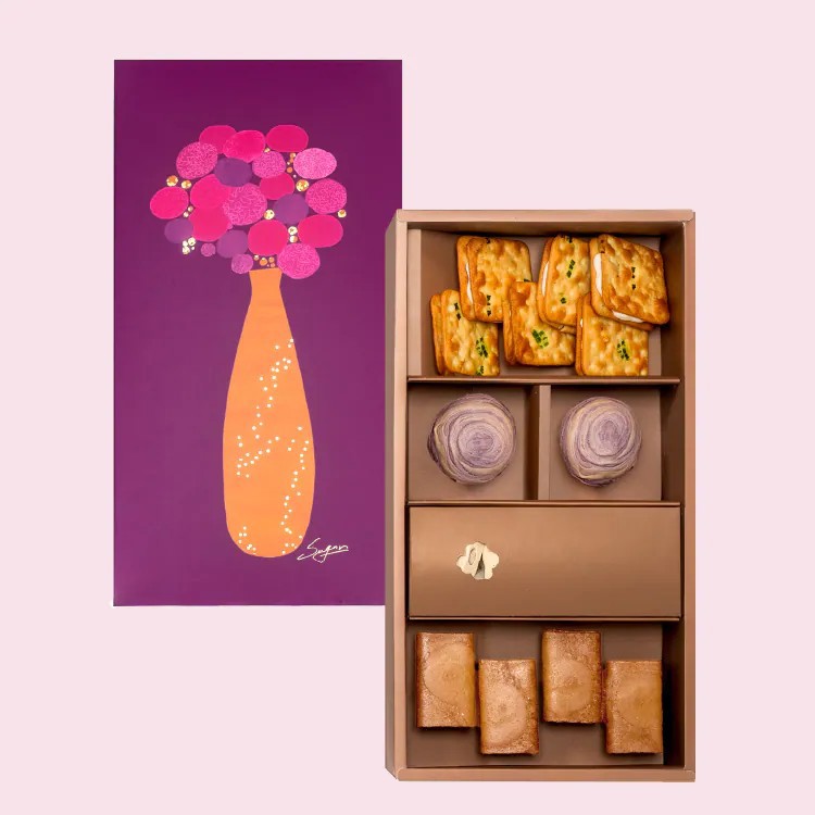 【糖村】晉月 SVB04(牛軋餅-蔥鹽風味6入＋鑲芋流芯酥2入＋法式牛軋糖10入＋錫蘭紅茶薄捲餅4入)(中秋禮盒)