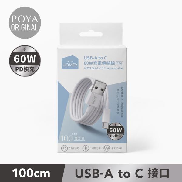 【廠商直送】POYA HOMEY充電傳輸線2入-AtoC-60W-1m