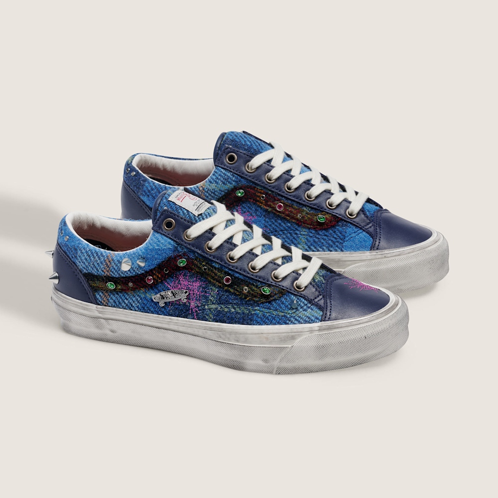 Vans x Harris Tweed Premium LX Old Skool 36 深藍色滑板鞋