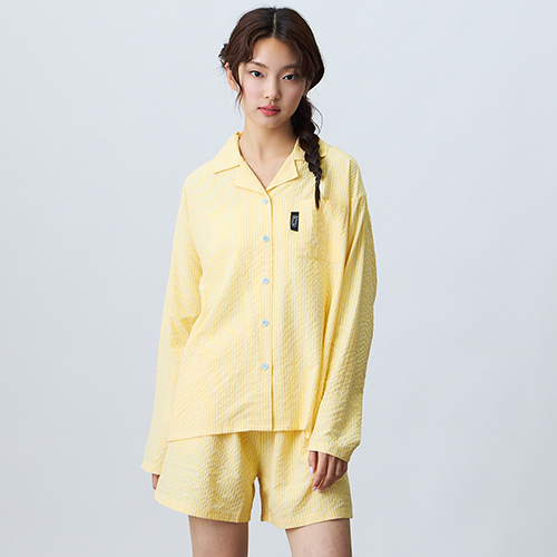 【E WEAR.FAVVI x 1G】條紋睡衣家居服套裝 - 黃色條紋