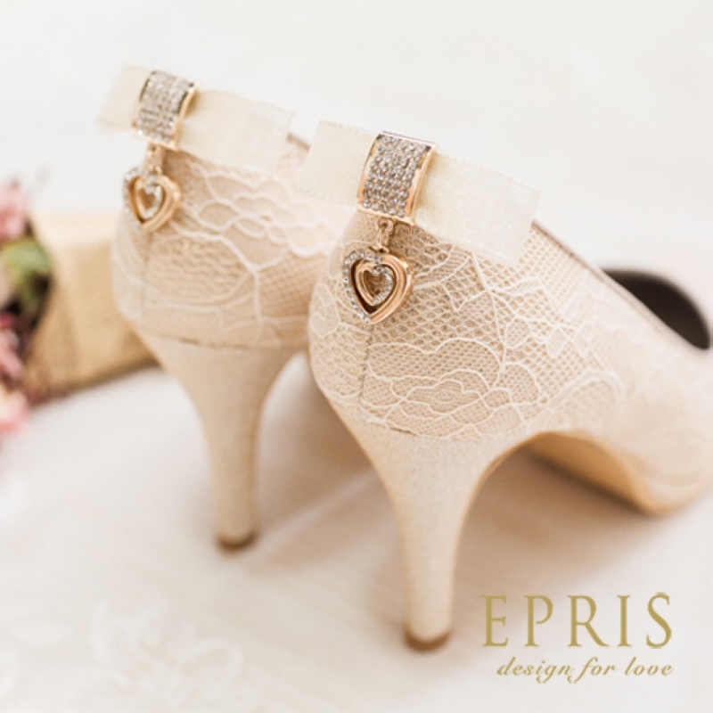 現貨 蕾絲婚鞋新娘鞋推薦 心之邱比特-P005-P206 蝴蝶結水鑽高跟鞋推薦品牌 20.5-28 EPRIS艾佩絲-高貴金
