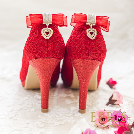 現貨 蕾絲婚鞋新娘鞋推薦 心之邱比特-P005-P206 紅色新娘鞋 蝴蝶結水鑽高跟鞋推薦品牌 20.5-28 EPRIS艾佩絲-心動紅