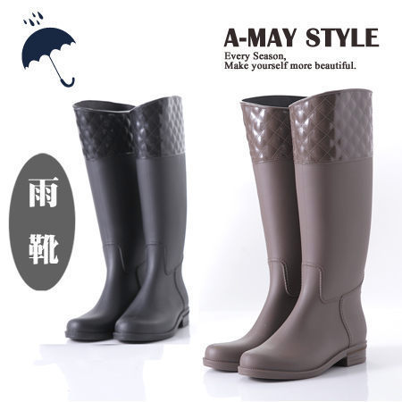 現貨.長靴-菱格弧口舒適長筒雨靴【XW909】＊艾美時尚(特價品不退換)