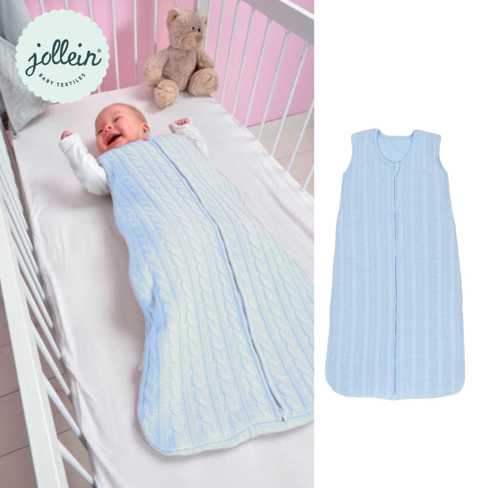 Jollein 針織鋪棉無袖睡袍-藍 C-016-510-64895