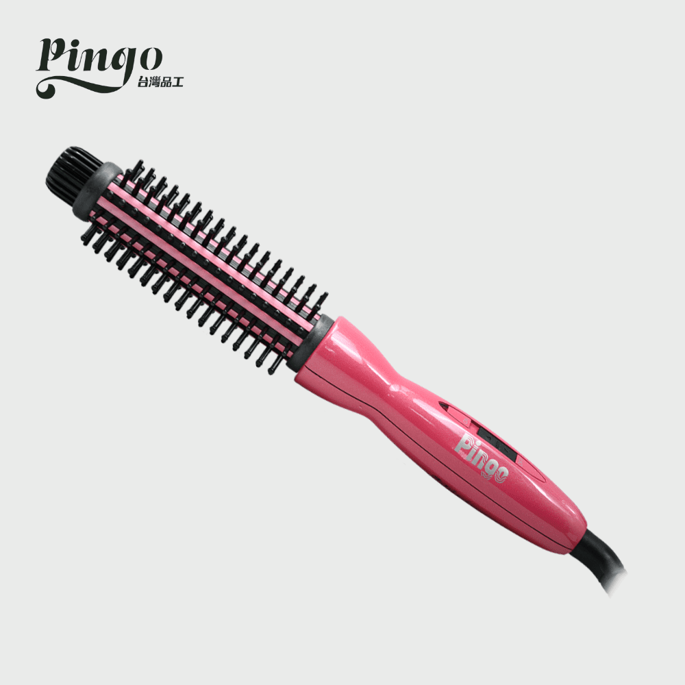 Pingo 台灣品工｜粉紅陶瓷電棒捲髮梳 25mm