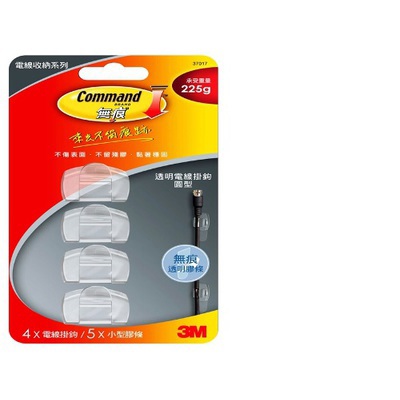 3M 圓型透明電線掛勾37017(5入)