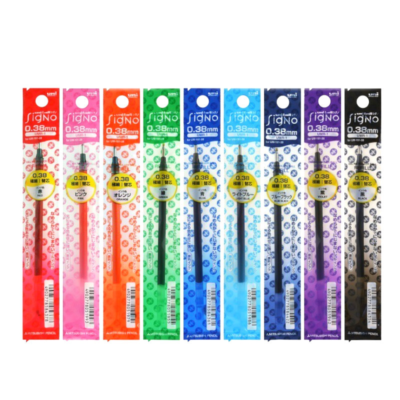 三菱 鋼珠筆芯UMR-1  0.38-藍/綠/黑/淺藍/深藍/粉紅/橘/紅/紫