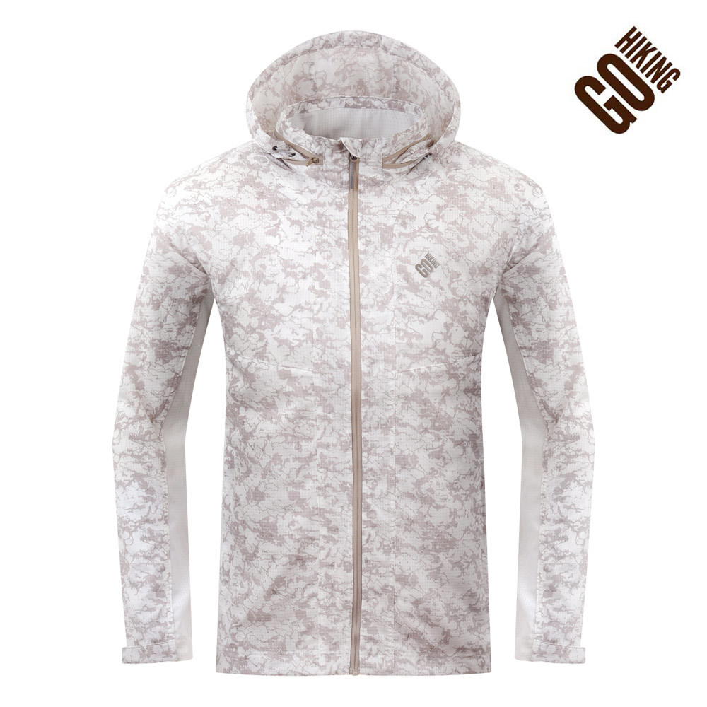 【GOHIKING】男印花透氣連帽外套(荒漠沙色)-春夏 輕量透氣 男外套 | GH181MJ00185