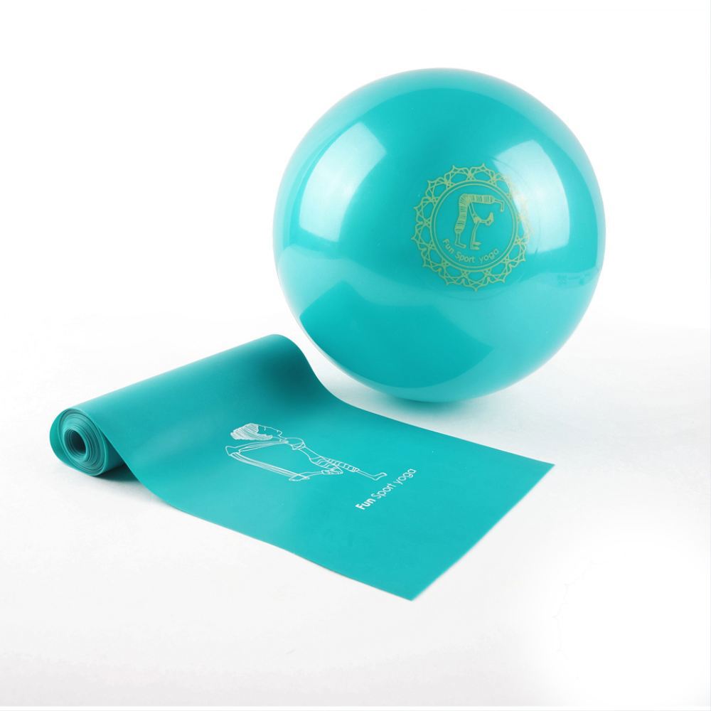 小跟班瑜珈球(1顆-20cm)+彼拉提斯彈力帶(中力道180cm綠色-1條)Fun Sport