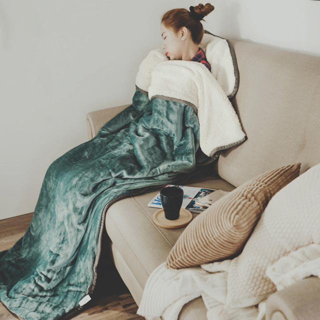 加厚版法蘭羊羔絨睡袋毯【綠松石】(205cm/±3%）