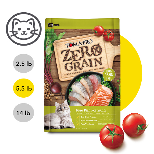【優格】零穀系列-0%零穀5種魚全年齡貓用(化毛配方) 5.5磅(2.5公斤)(貓飼料)