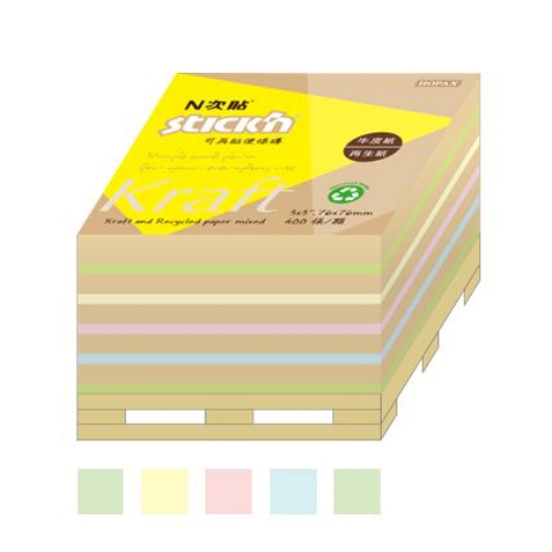 N次貼 牛皮紙便條磚-400張入(再生紙混色款)