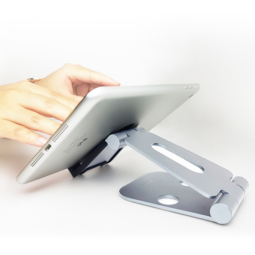 【Innowatt】雙軸可折疊強化型鋁合金手機平板支架 -炫光銀