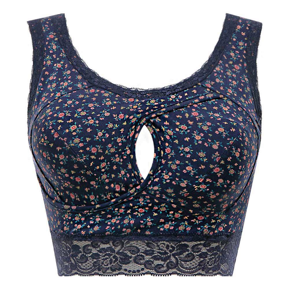 雙C防擴對策 棉感花色睡眠內衣-藍底彩花