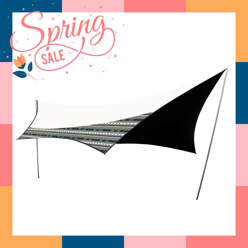 彩繪天空蝶型月光白天幕布|營柱需另購|600x560cm|耐水壓10000mm|藍圖騰-OB21348