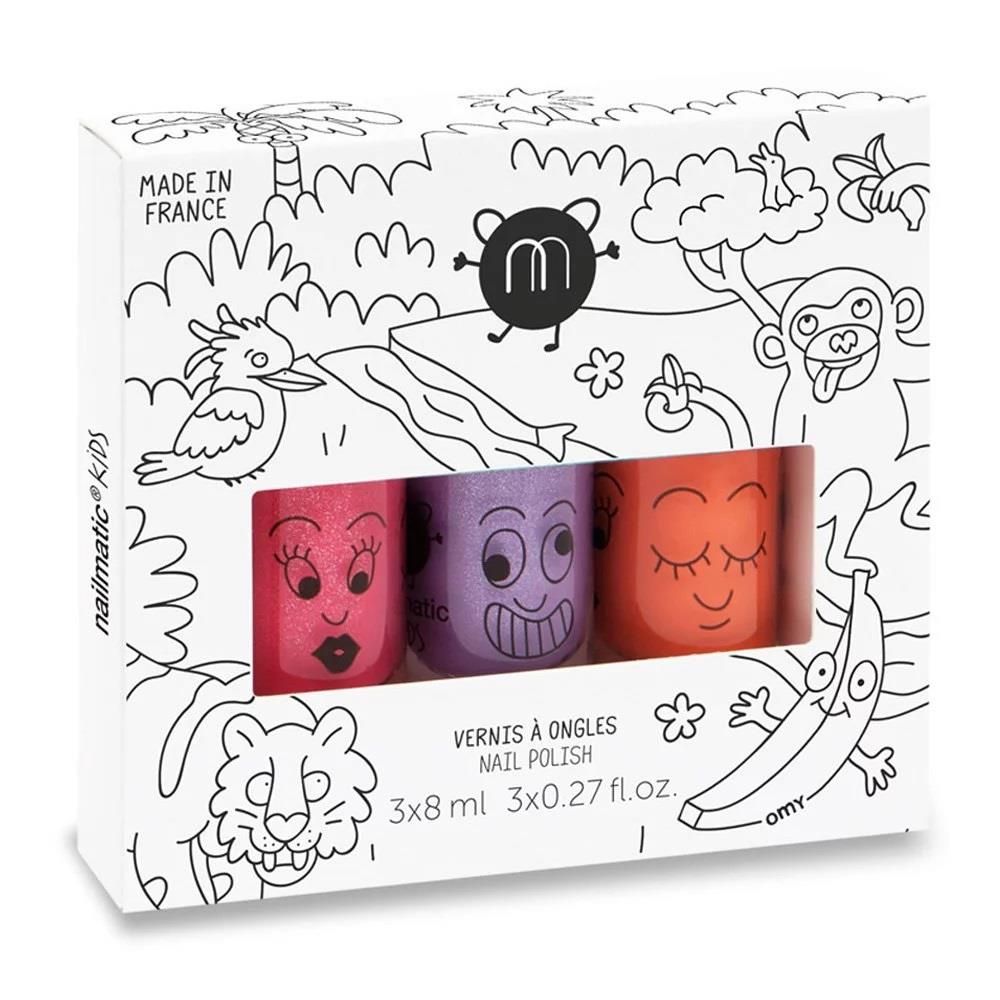 nailmatic 兒童水漾亮彩指甲油 - 叢林(3入)