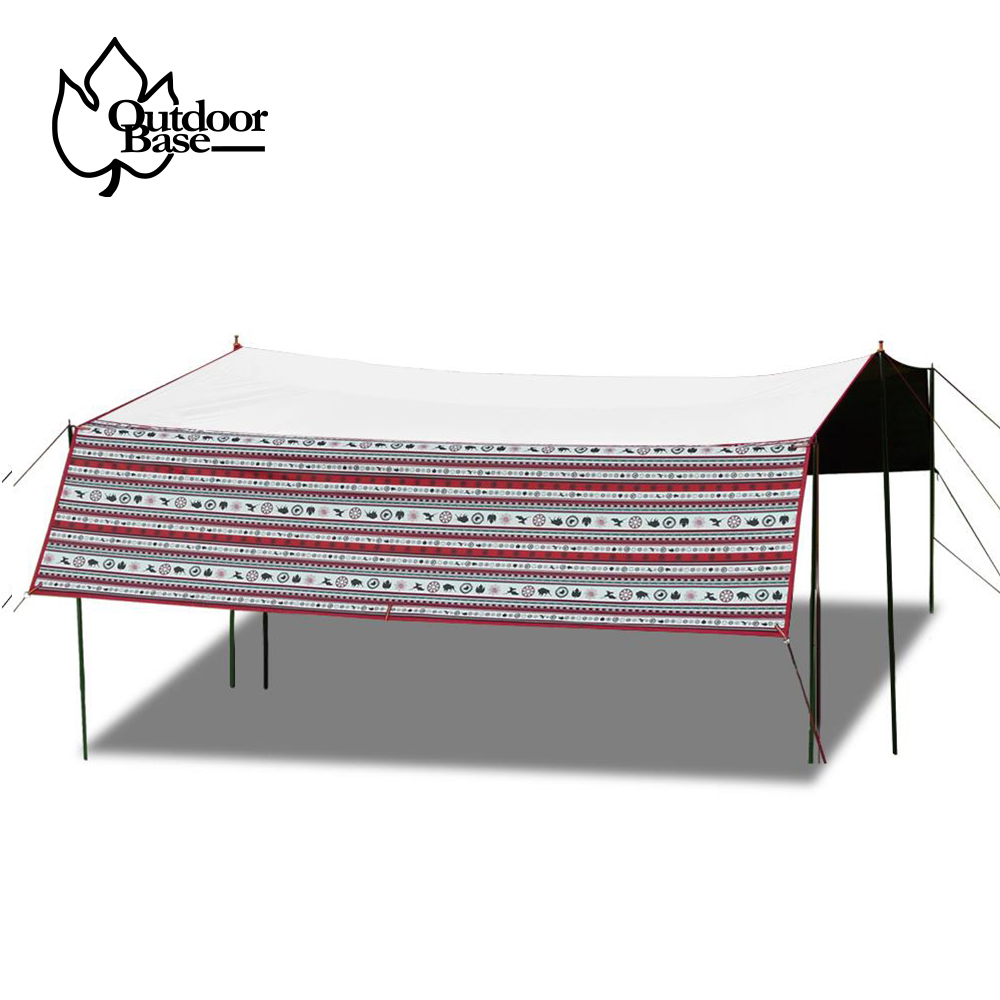 彩繪天空大方天幕帳|營柱需另購|8mX5m|紅花月光白-OB22307+OB22314