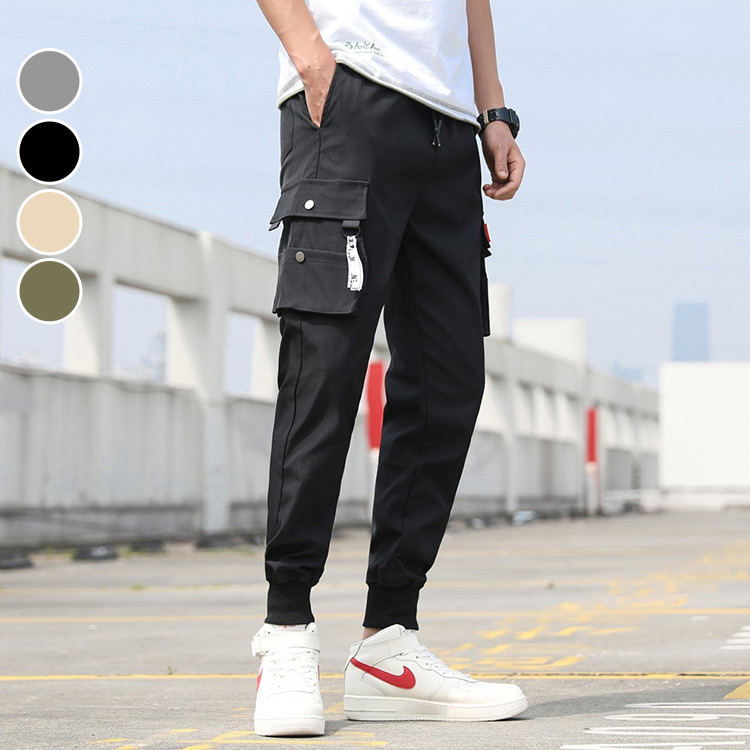 縮口褲 側邊口袋標帶休閒工作褲(4色)現 預【NZ75967】
