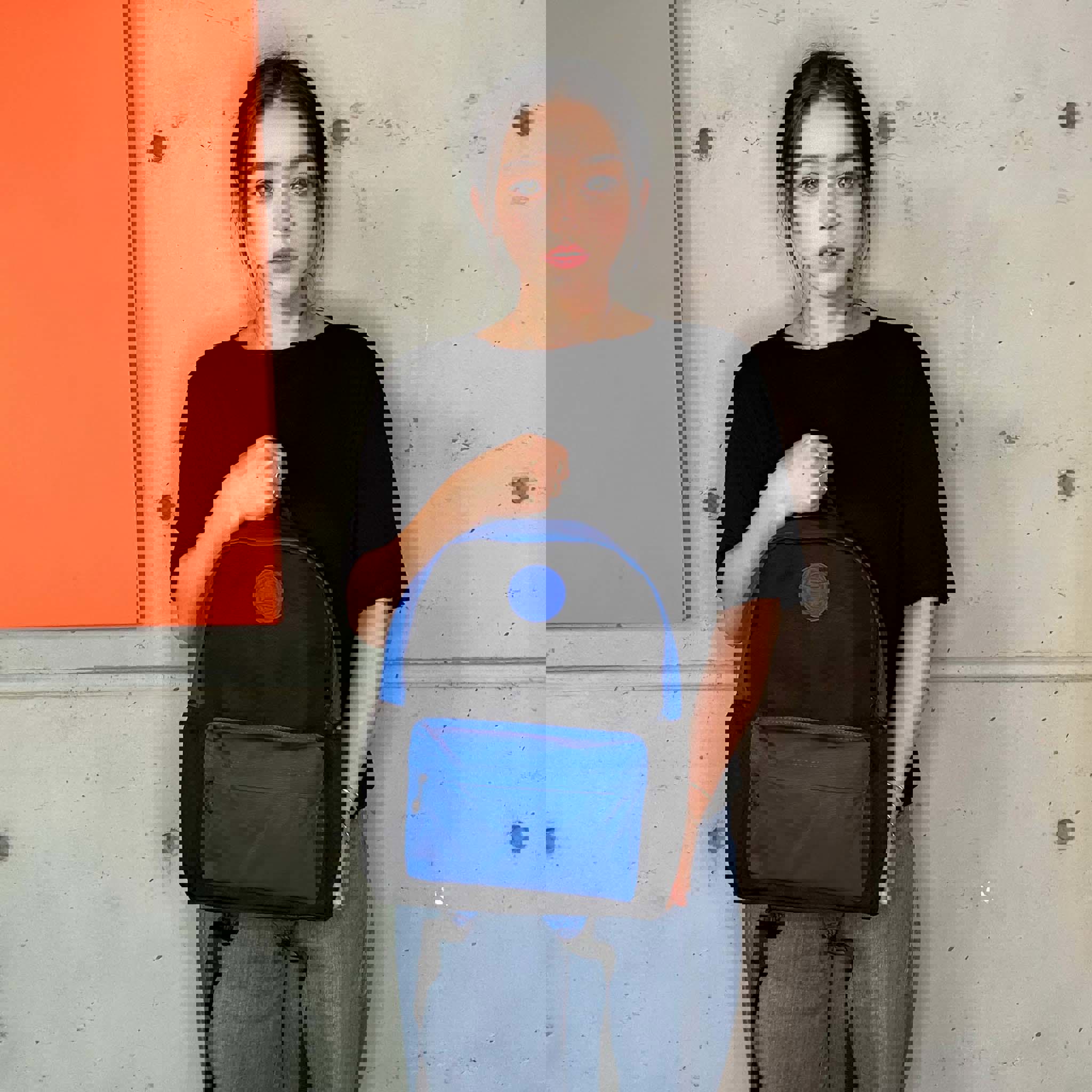 調色盤系列 休閒小後背包-寶石藍/黑(M號)