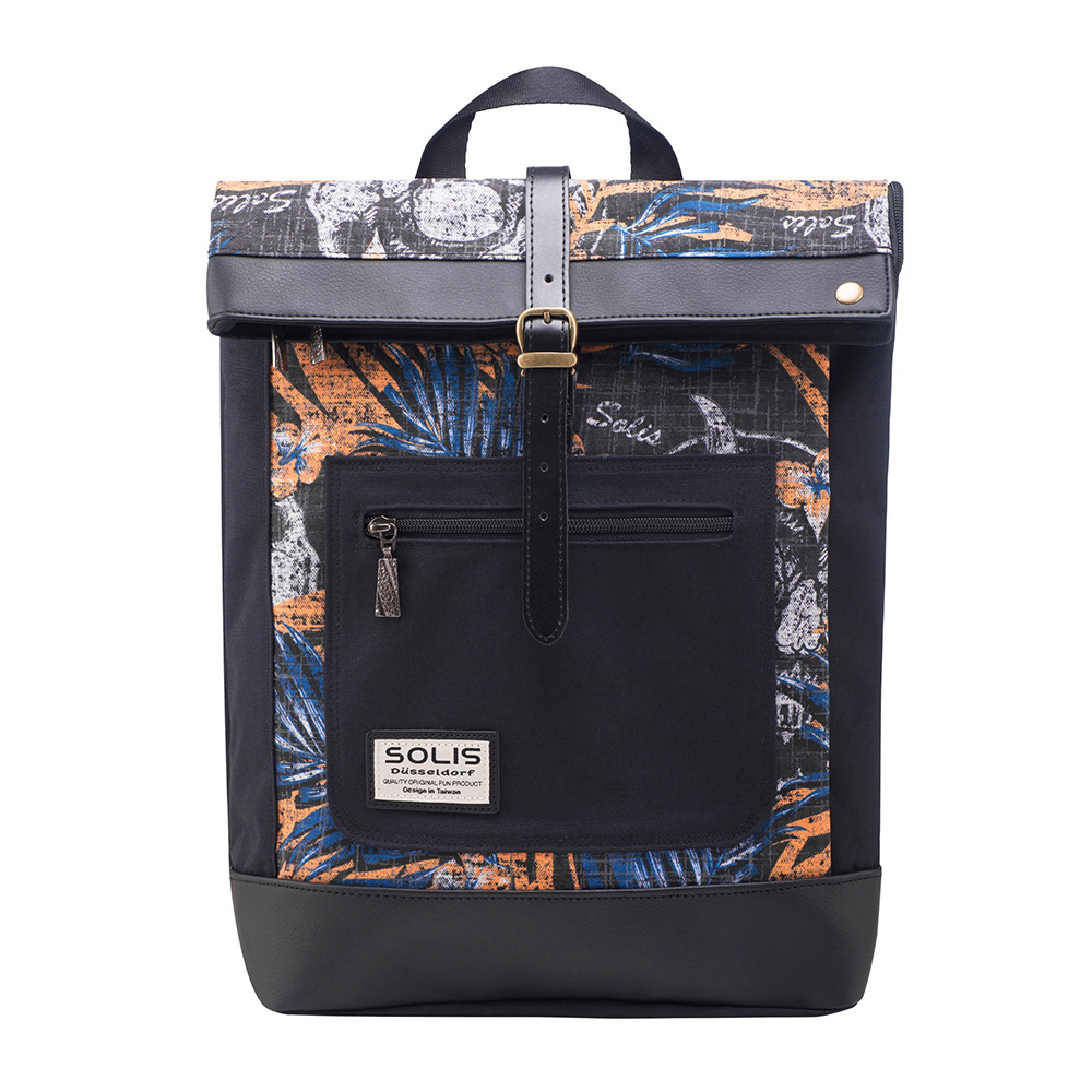 反光骷髏系列 拼接方型後背包-水籐黃