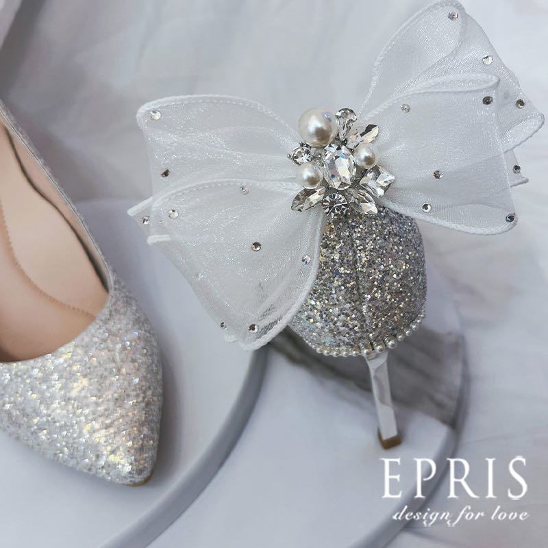 手工訂製款 珍珠寶石蝴蝶結(白色)-D101 婚鞋推薦飾扣 蝴蝶結鞋夾 婚鞋裝飾 浪漫婚鞋飾扣