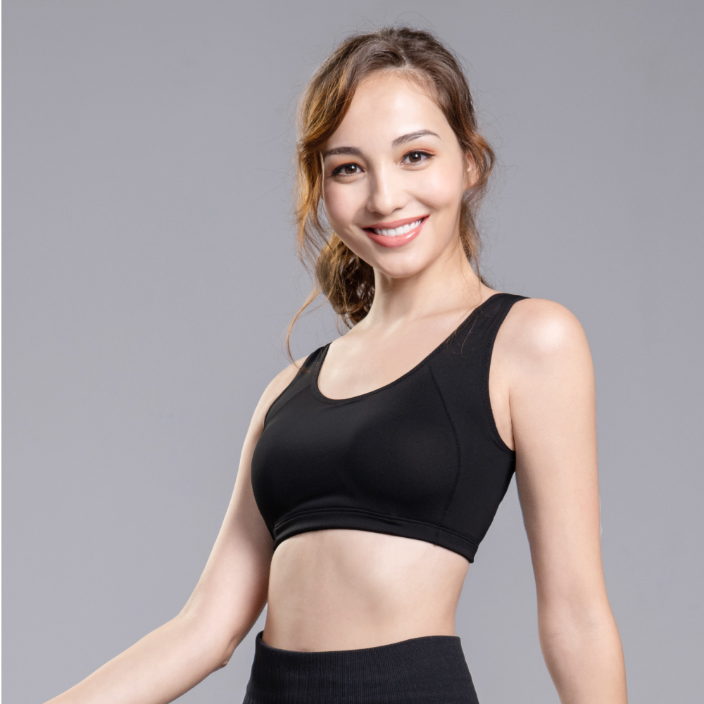 【任2件折100】台灣製無鋼圈運動內衣 涼感透氣防震包覆 M-2XL 經典黑 6965-63