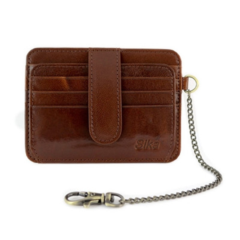 *Sika義大利時尚素面極簡風短皮夾(A8240-02)深咖啡