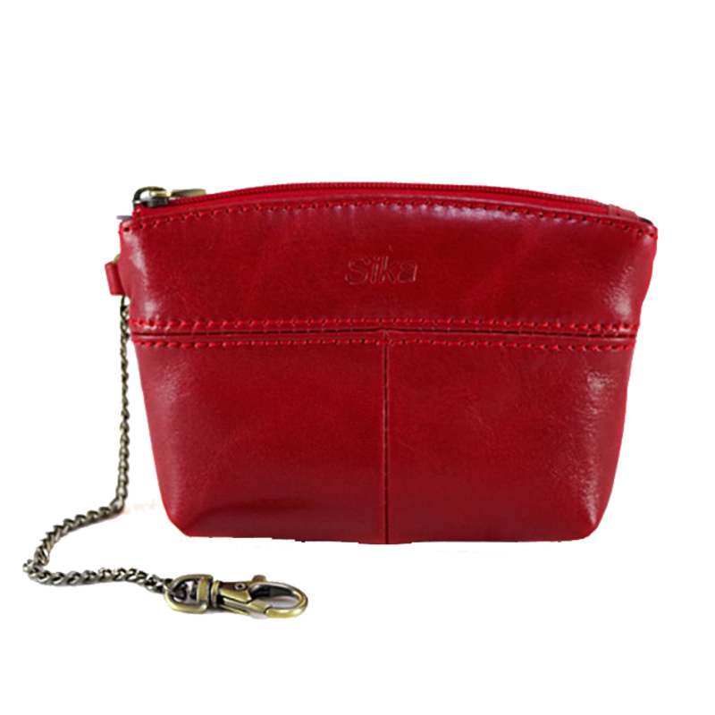 *SIKA義大利時尚真皮拉鍊大容量零錢包(A8257-04)-魅惑紅