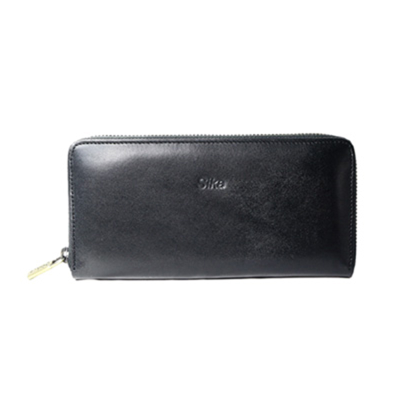 *Sika義大利時尚真皮拉鍊式長夾(A8236-03)-質感黑