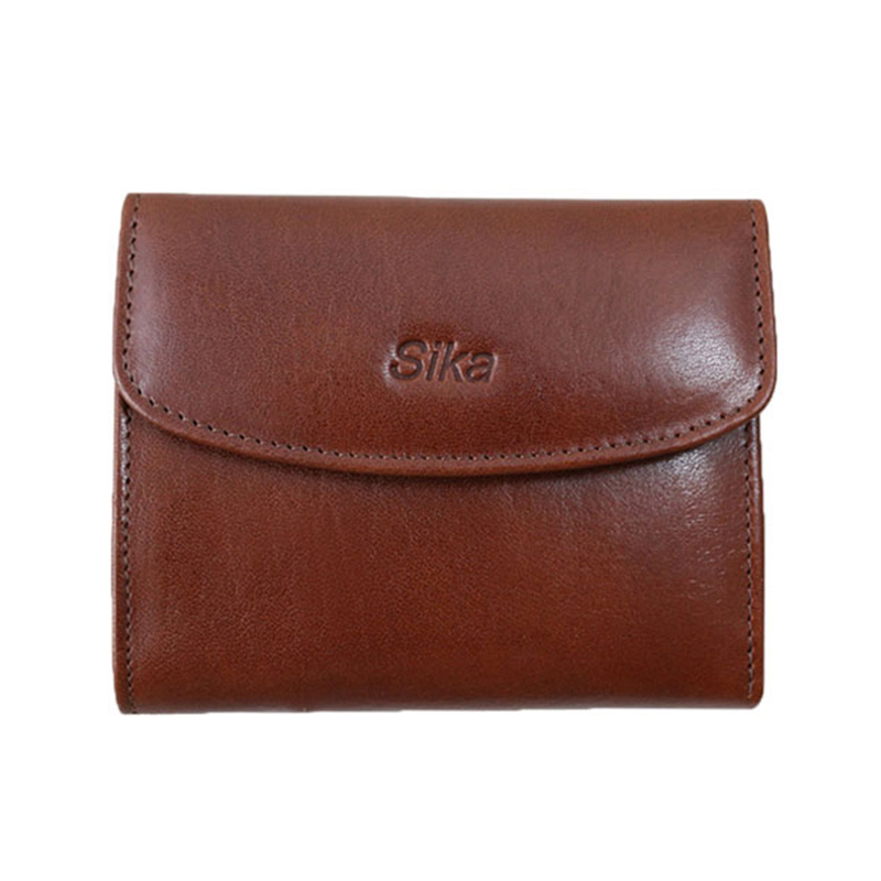 *Sika義大利時尚牛皮壓扣中夾(A8204-02)-深咖啡