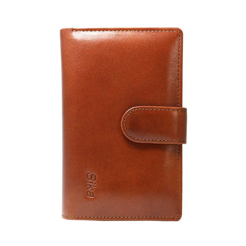 *Sika義大利時尚真皮壓扣中夾(A8207-01)-原味褐