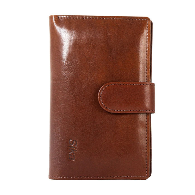 *Sika義大利時尚真皮壓扣中夾(A8207-02)-深咖啡