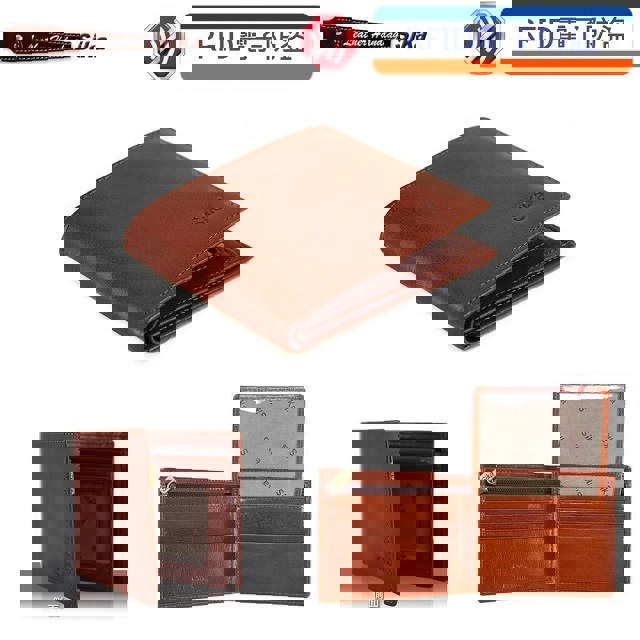 *Sika 防RFID側錄義大利素面牛皮中性短皮夾(A8206-01)-原褐色